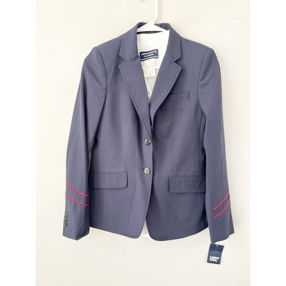 American Airlines Lands End Blazer Women's Size 0 Navy Blue Lined Vintage XS Top